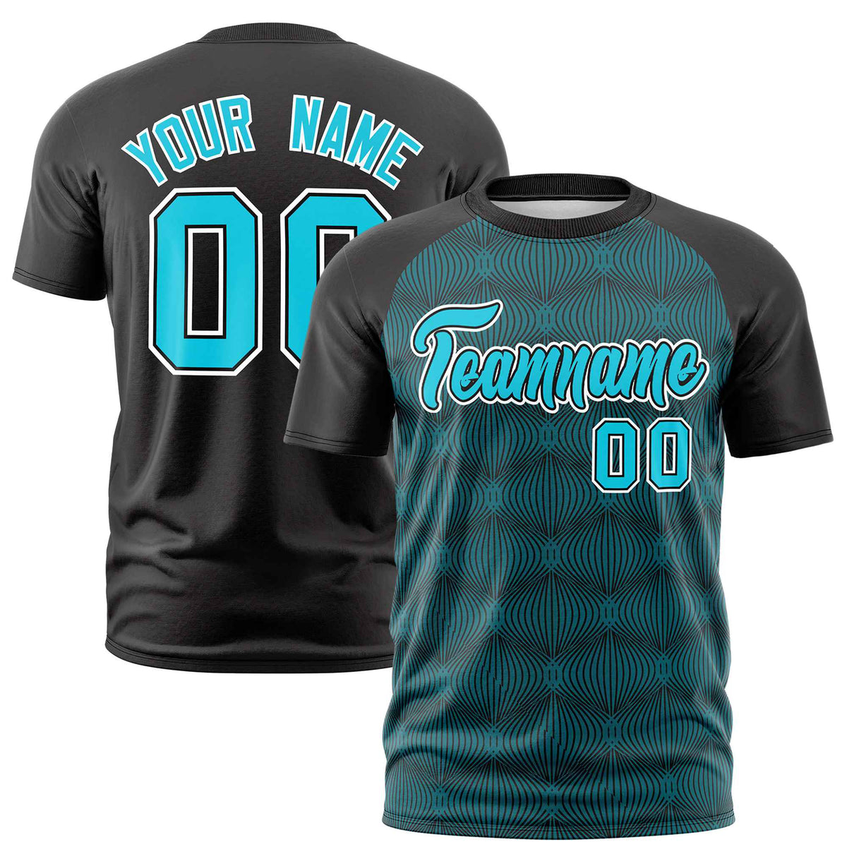 Custom Black Personalized Line Pattern Performance T-Shirt
