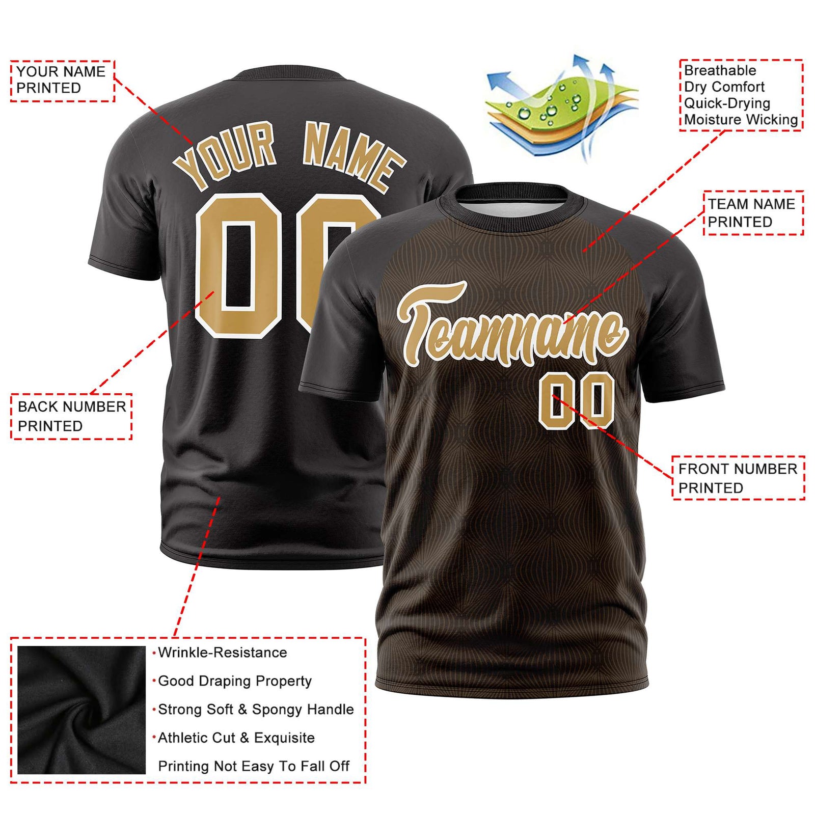 Custom Black Personalized Line Pattern Performance T-Shirt