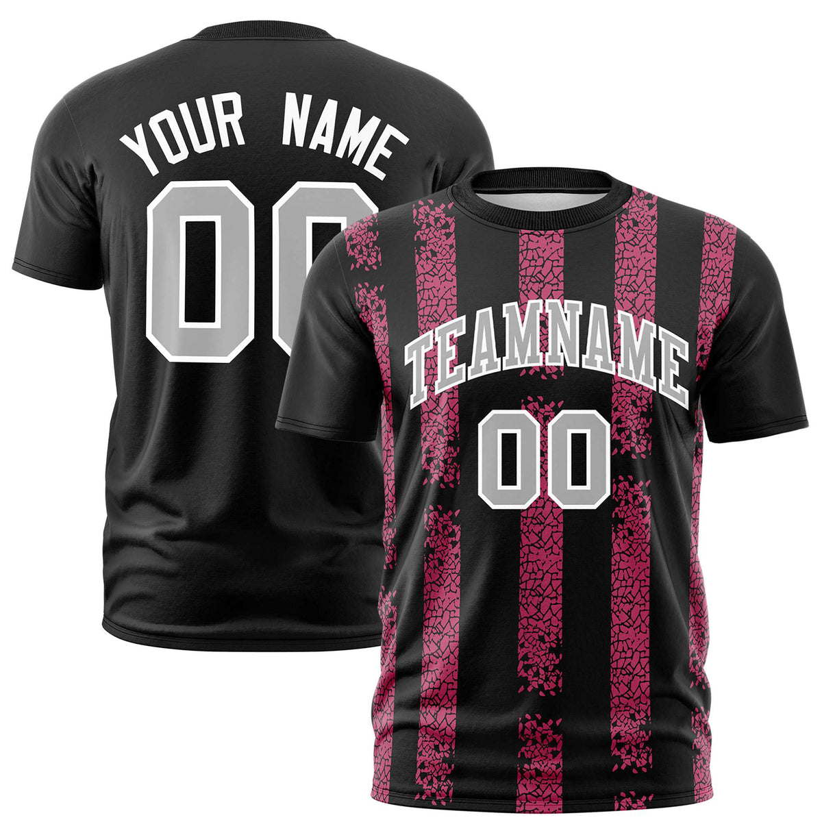 Custom Black Pink Personalized Chunky Striped Pattern Performance T-Shirt