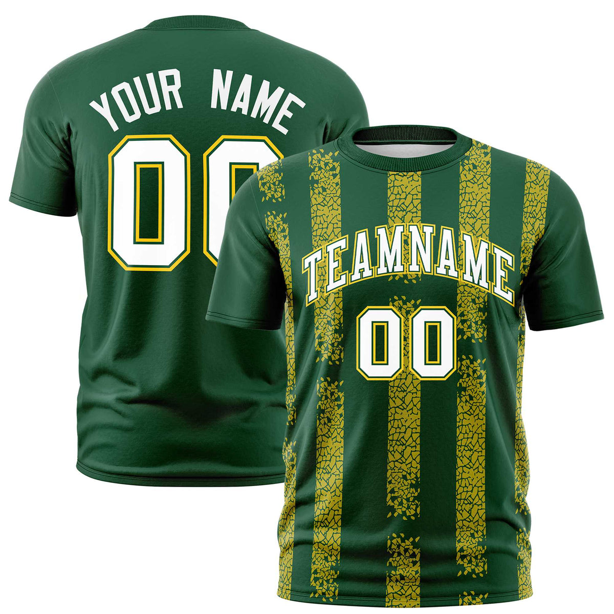 Custom Green-Gold 01 Personalized Chunky Striped Pattern Performance T-Shirt