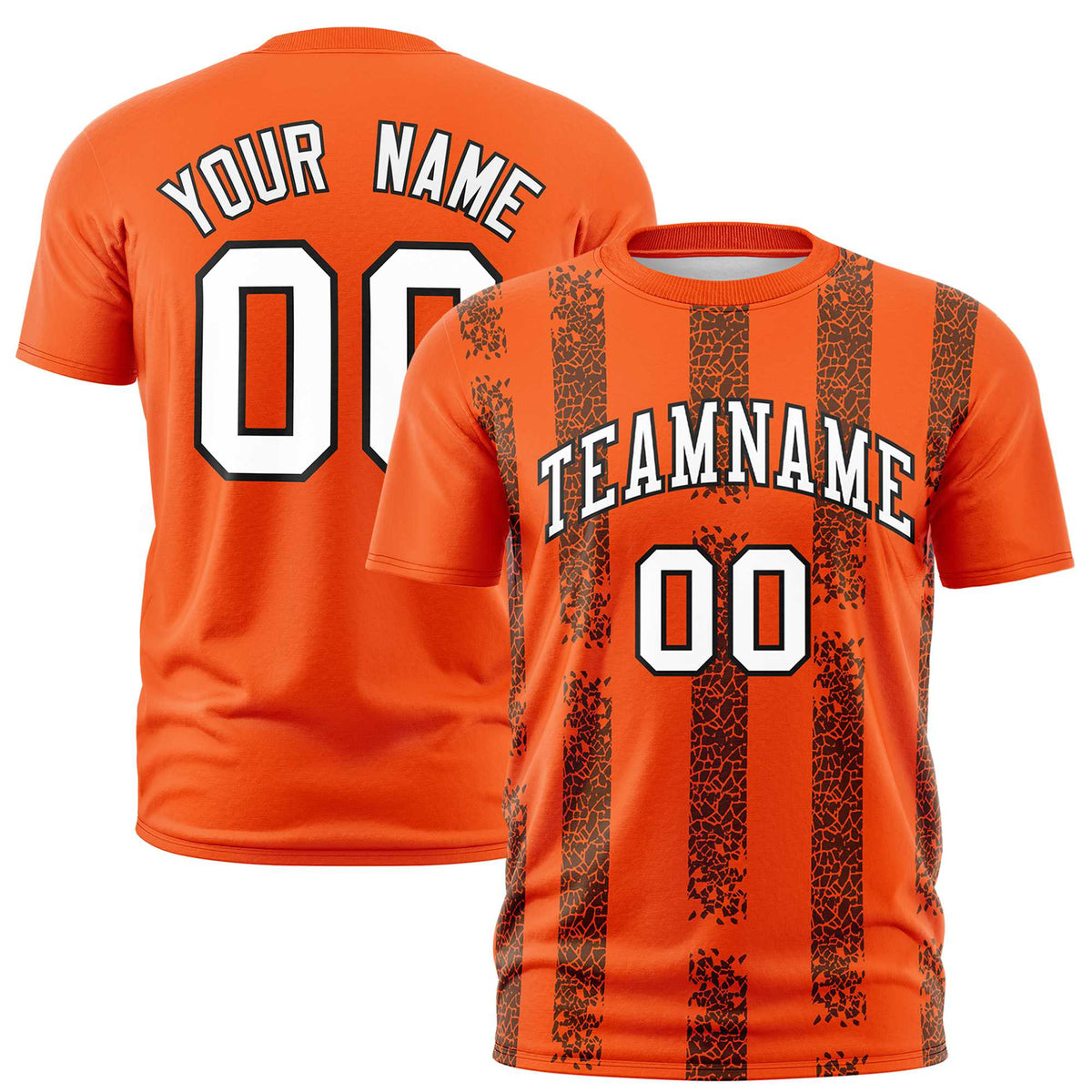 Custom Orange Black Personalized Chunky Striped Pattern Performance T-Shirt