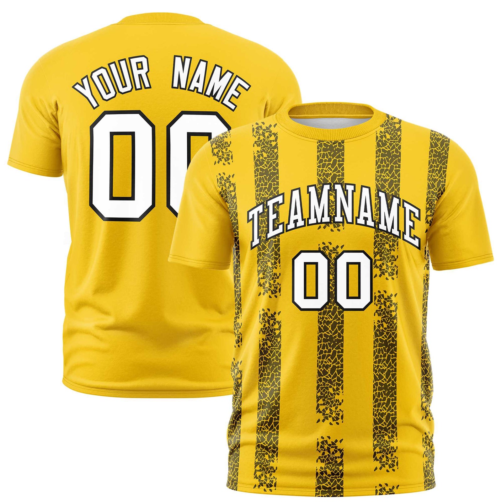 Custom Gold01 Black Personalized Chunky Striped Pattern Performance T-Shirt