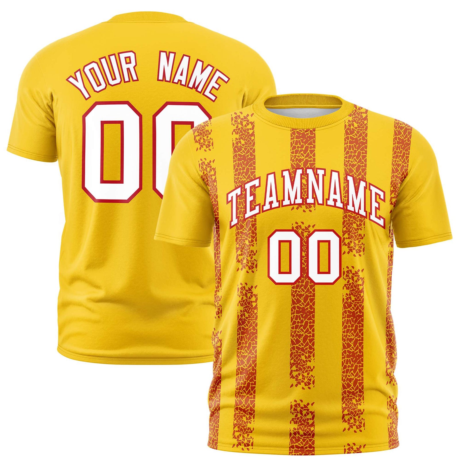 Custom Gold01 Orange Personalized Chunky Striped Pattern Performance T-Shirt