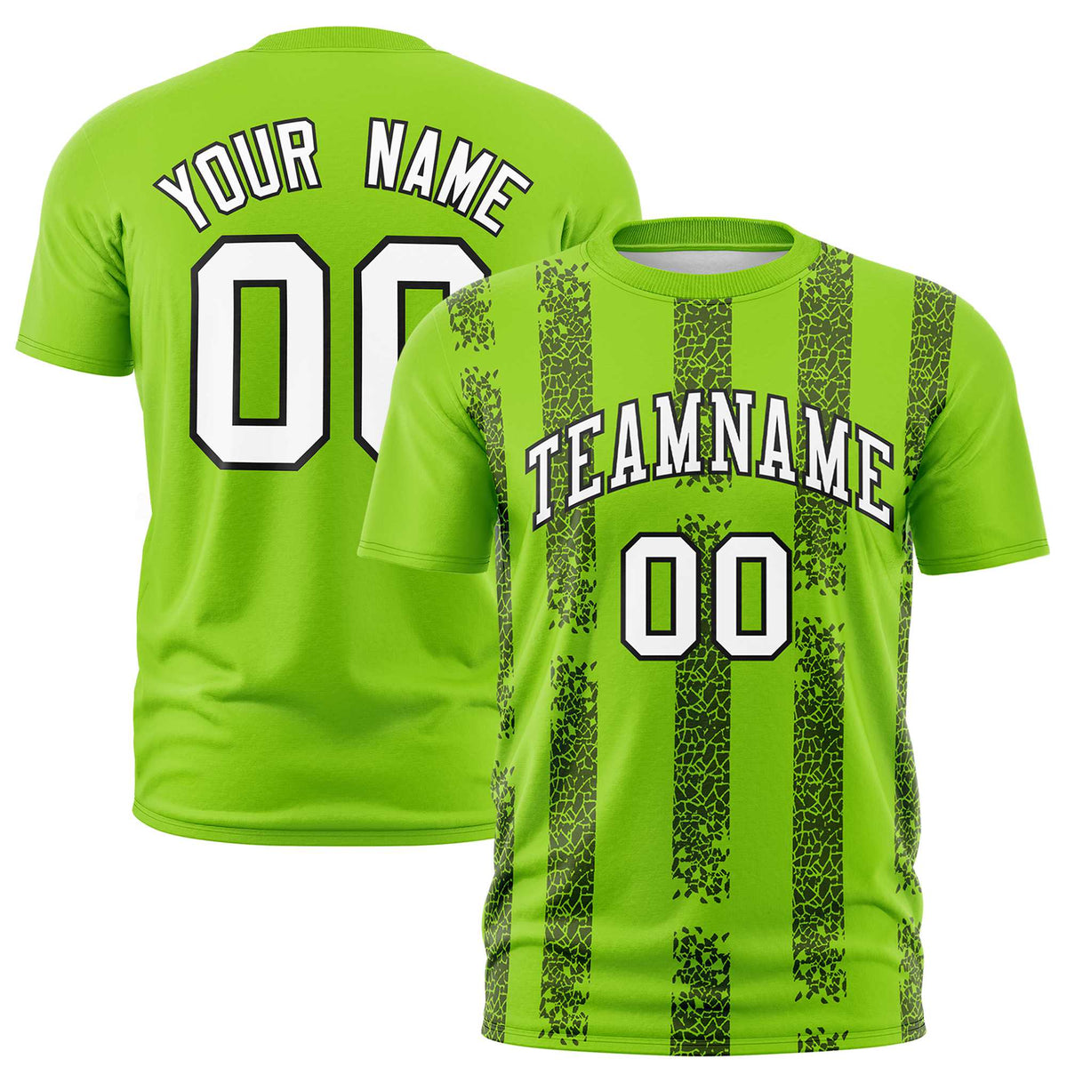 Custom Neon Green Black Personalized Chunky Striped Pattern Performance T-Shirt