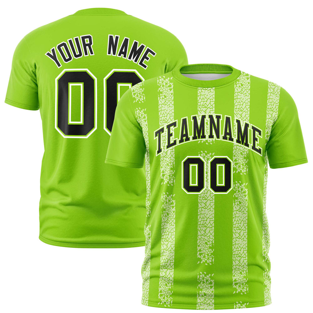Custom Neon Green White Personalized Chunky Striped Pattern Performance T-Shirt