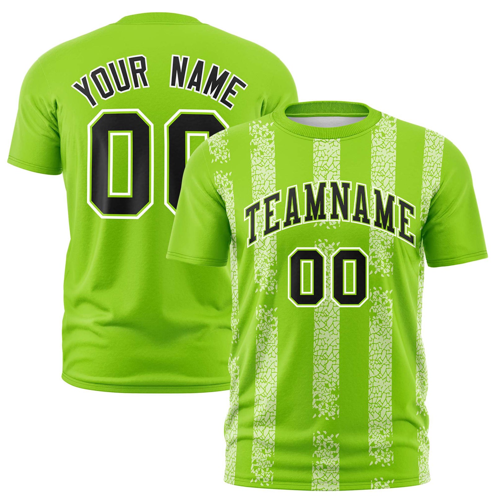 Custom Neon Green White Personalized Chunky Striped Pattern Performance T-Shirt