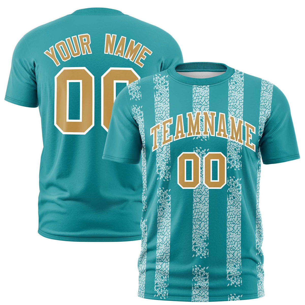 Custom Aqua White Personalized Chunky Striped Pattern Performance T-Shirt