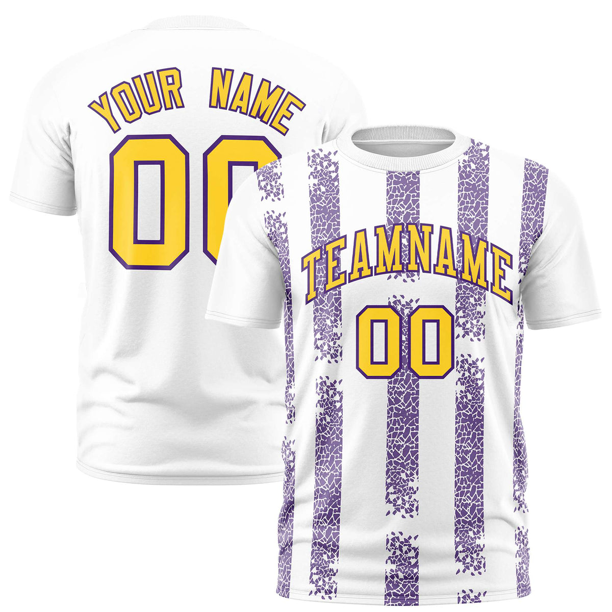 Custom White Purple Personalized Chunky Striped Pattern Performance T-Shirt