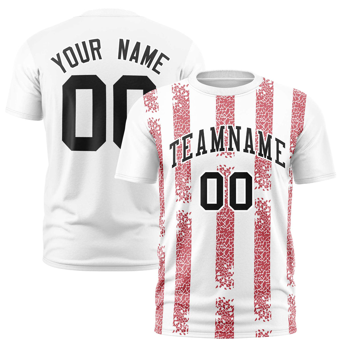 Custom White Red Personalized Chunky Striped Pattern Performance T-Shirt