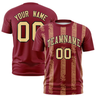 Custom Crimson Old Gold Personalized Chunky Striped Pattern Performance T-Shirt - Style 1