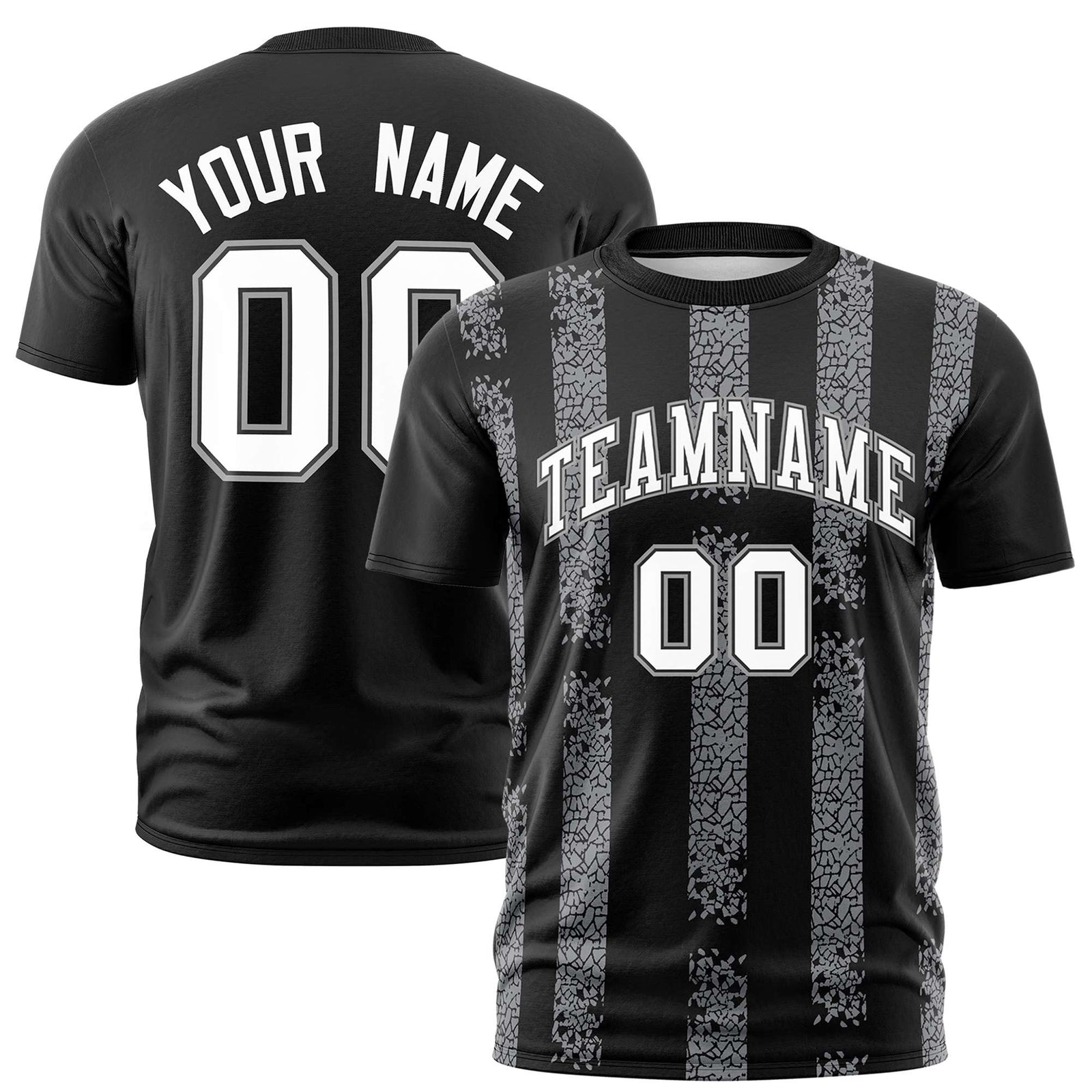Custom Black Gray Personalized Chunky Striped Pattern Performance T-Shirt