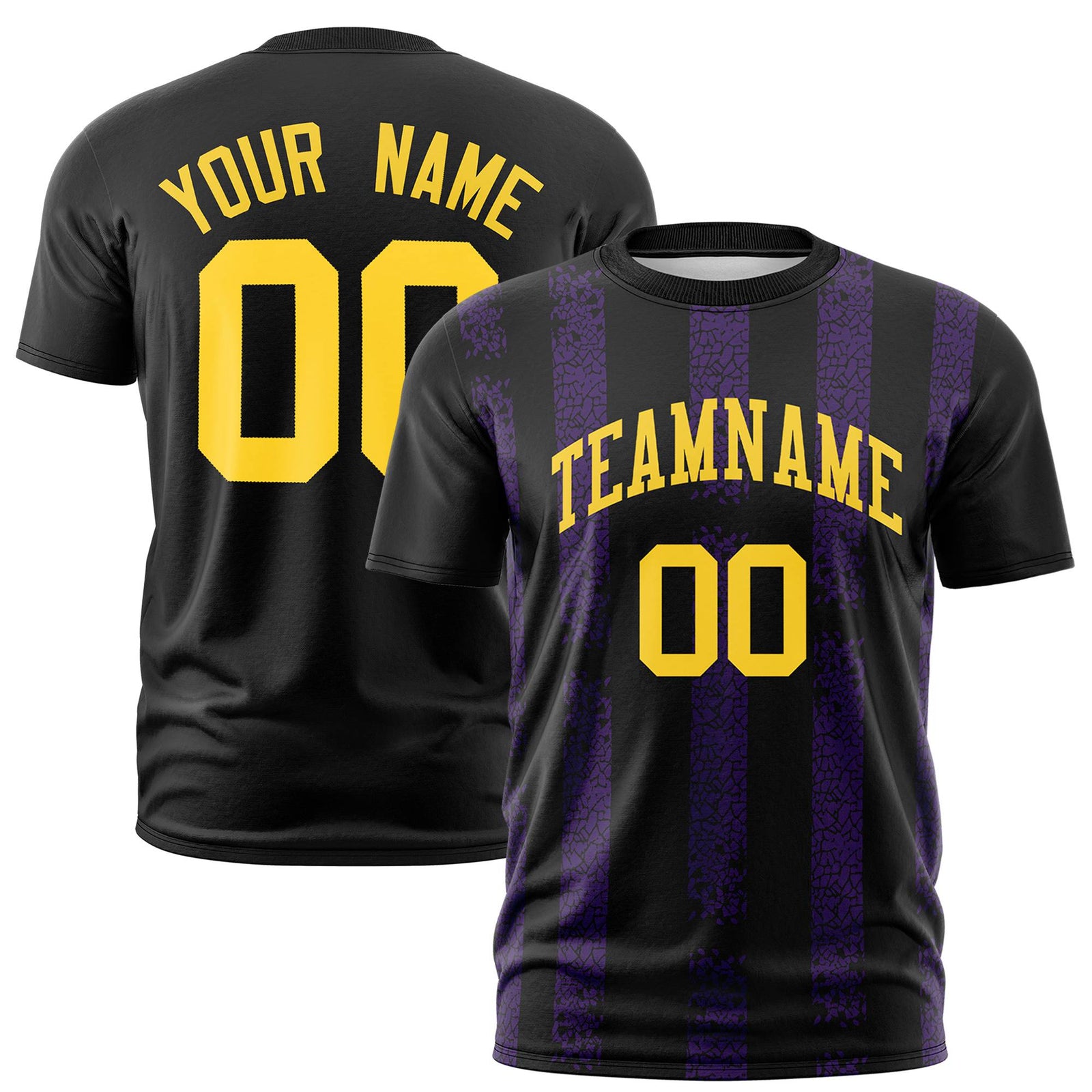Custom Black Purple Personalized Chunky Striped Pattern Performance T-Shirt