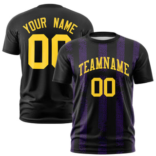 Custom Black Purple Personalized Chunky Striped Pattern Performance T-Shirt - Style 1