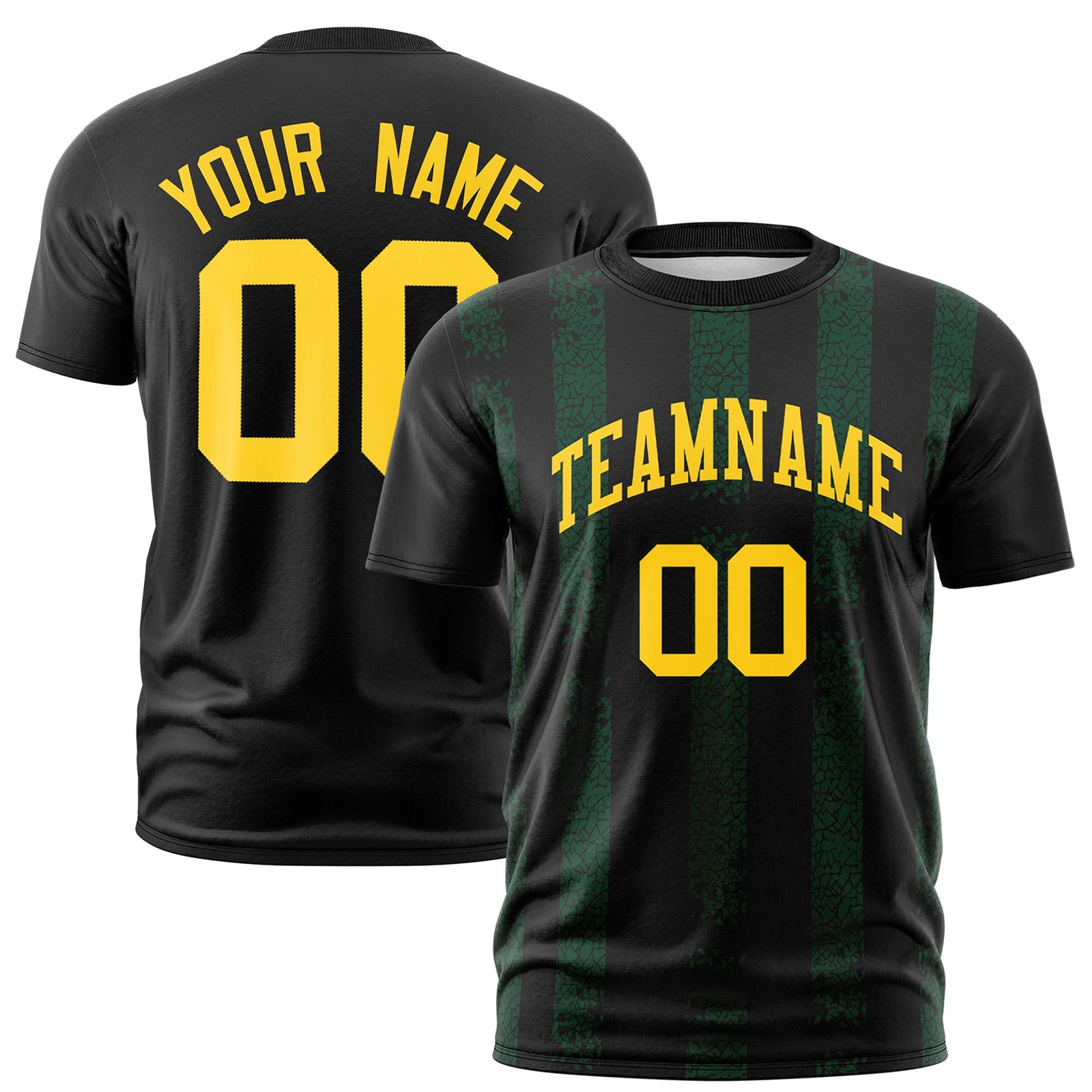 Custom Black Green Personalized Chunky Striped Pattern Performance T-Shirt