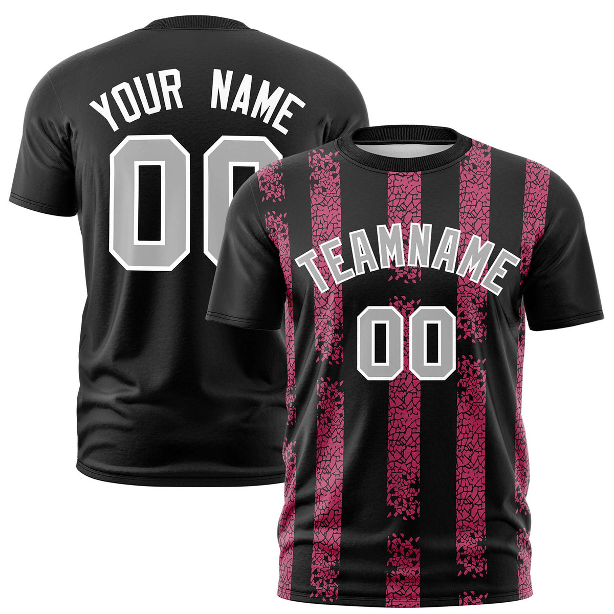 Custom Black Pink Personalized Chunky Striped Pattern Performance T-Shirt