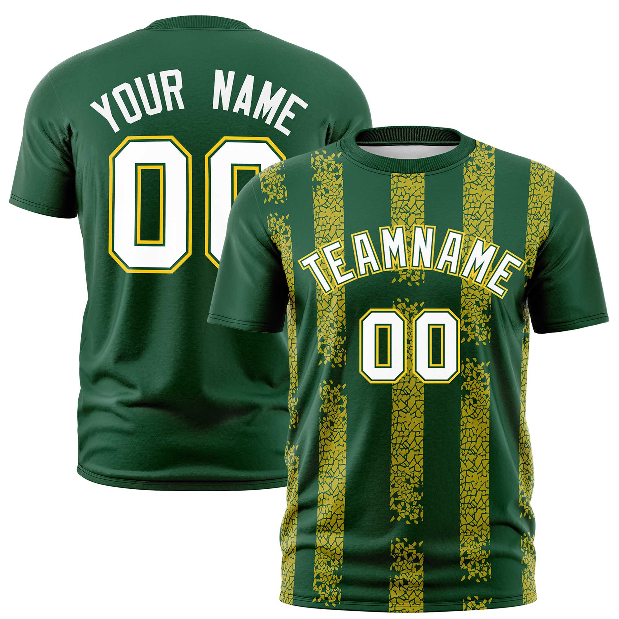 Custom Green-Gold 01 Personalized Chunky Striped Pattern Performance T-Shirt