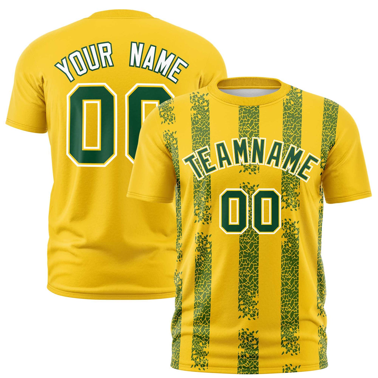 Custom Gold01 Green Personalized Chunky Striped Pattern Performance T-Shirt