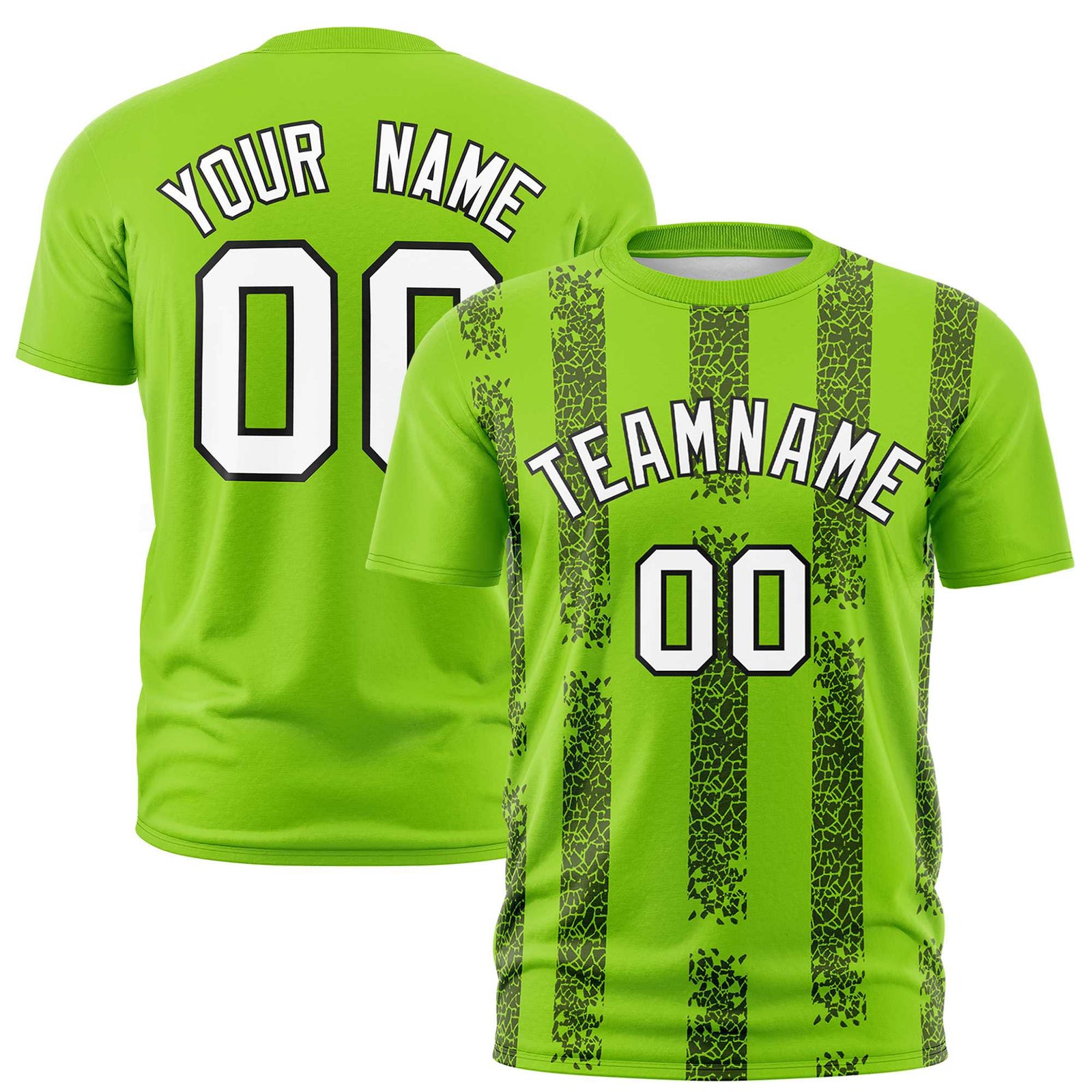 Custom Neon Green Black Personalized Chunky Striped Pattern Performance T-Shirt