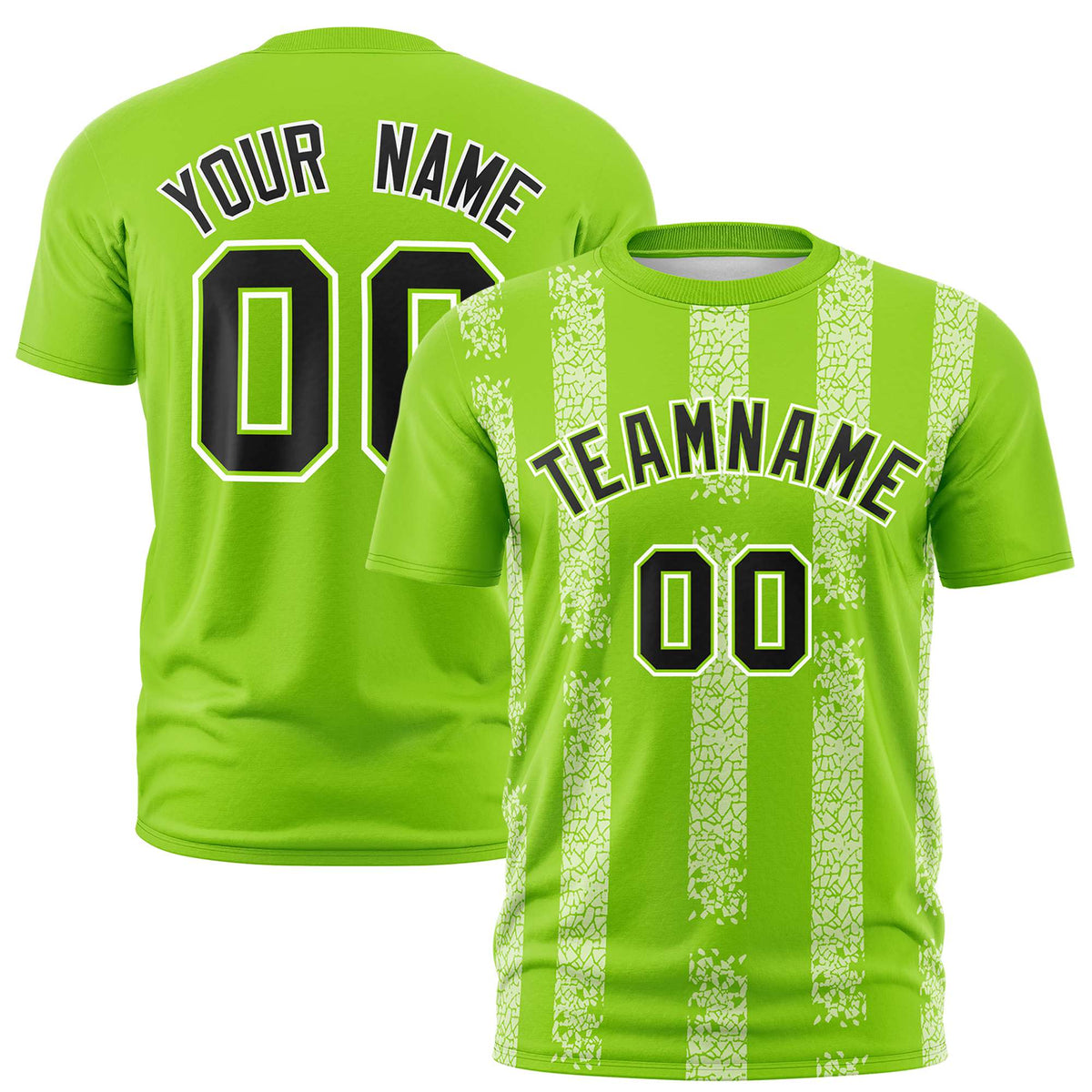 Custom Neon Green White Personalized Chunky Striped Pattern Performance T-Shirt