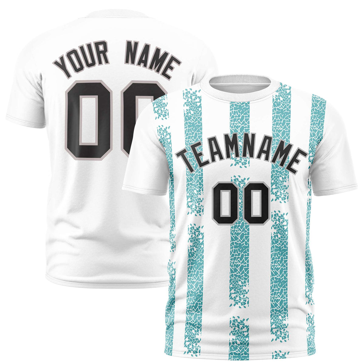 Custom White Aqua Personalized Chunky Striped Pattern Performance T-Shirt