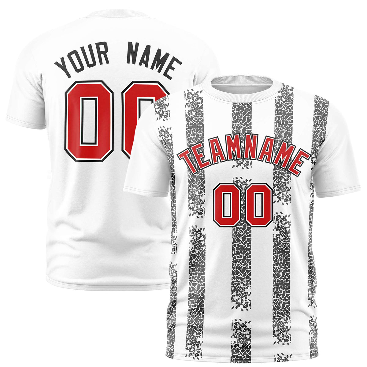 Custom White Black Personalized Chunky Striped Pattern Performance T-Shirt