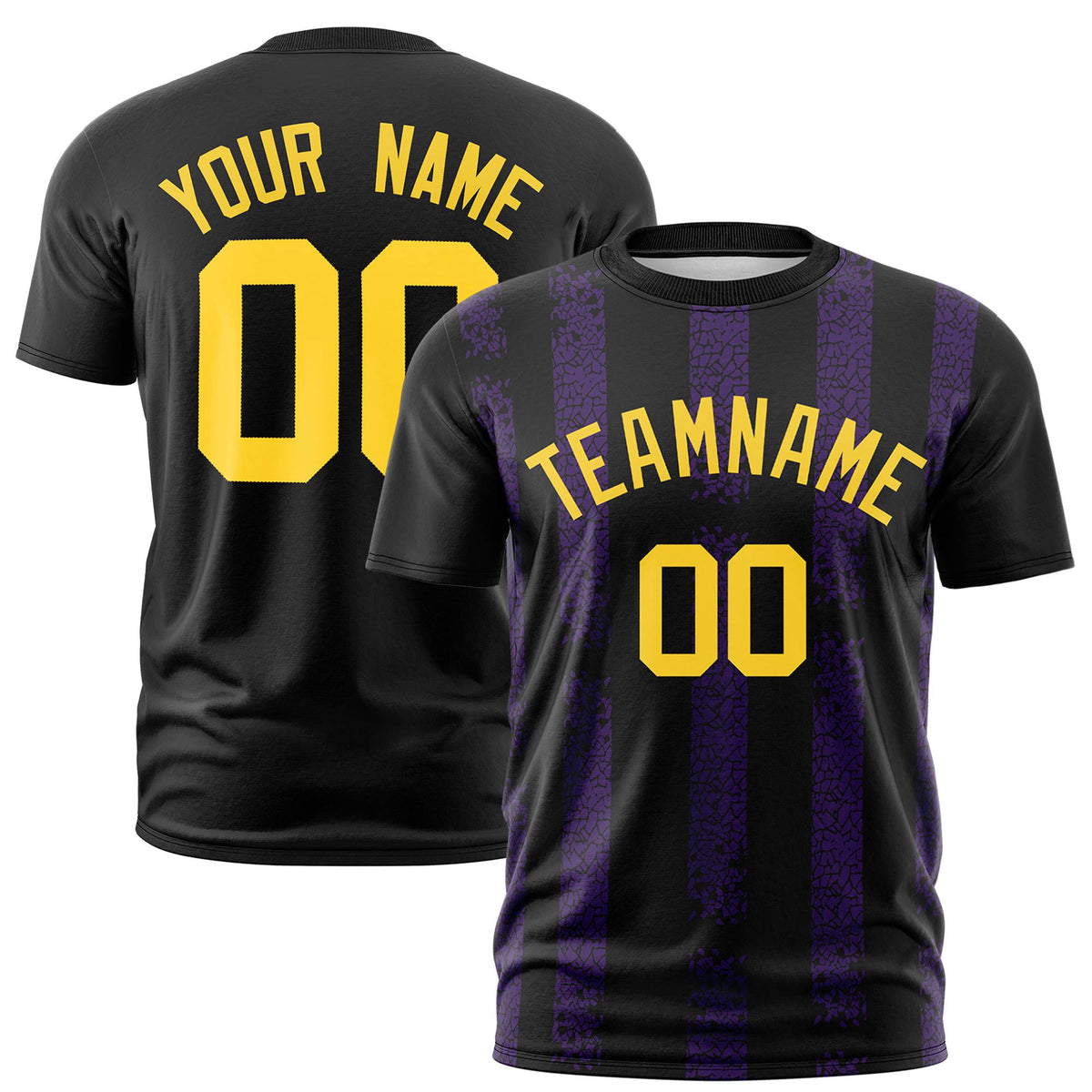 Custom Black Purple Personalized Chunky Striped Pattern Performance T-Shirt