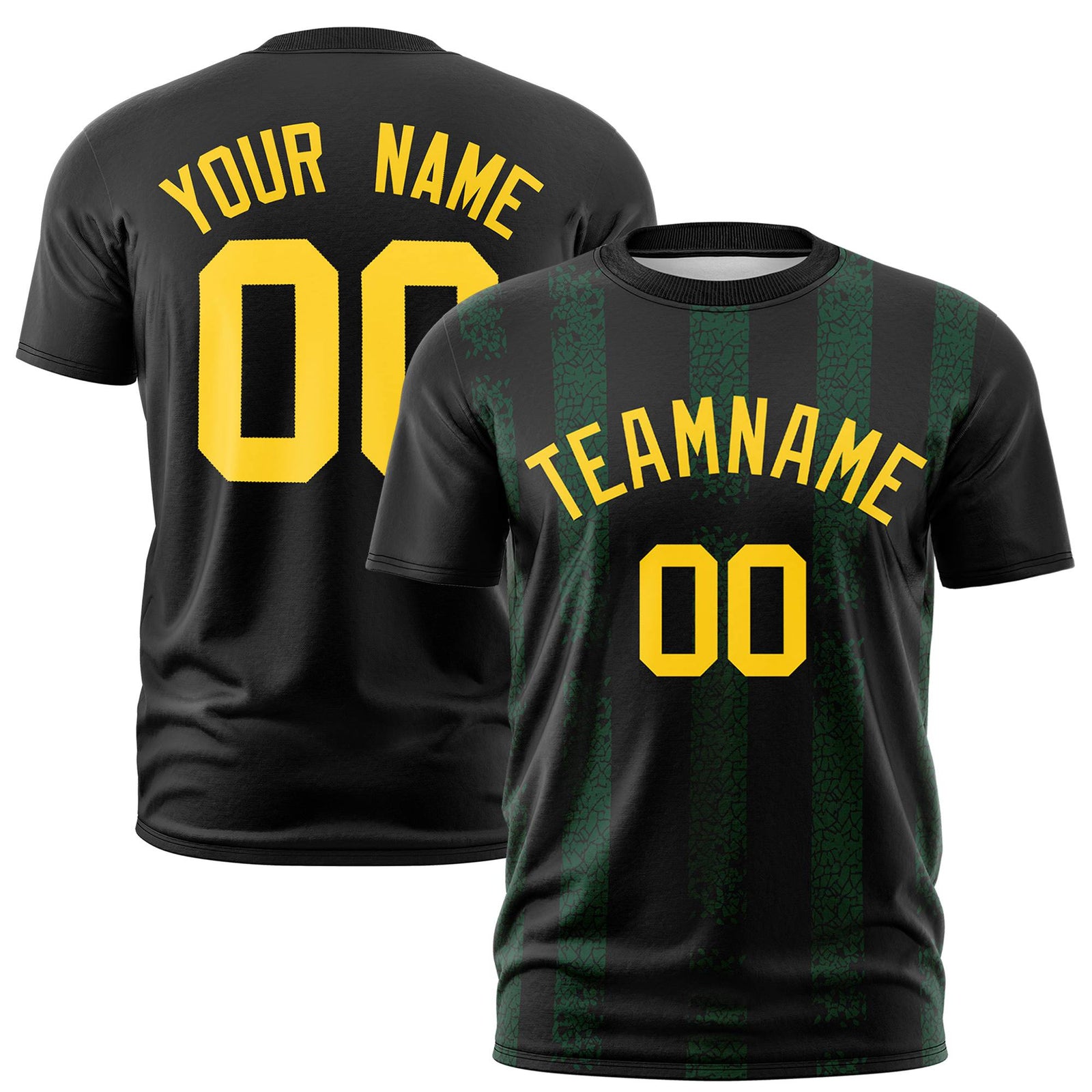 Custom Black Green Personalized Chunky Striped Pattern Performance T-Shirt