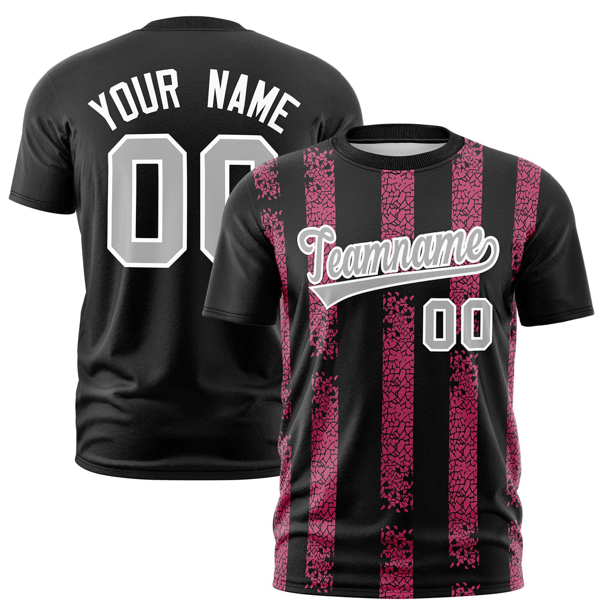 Custom Black Pink Personalized Chunky Striped Pattern Performance T-Shirt