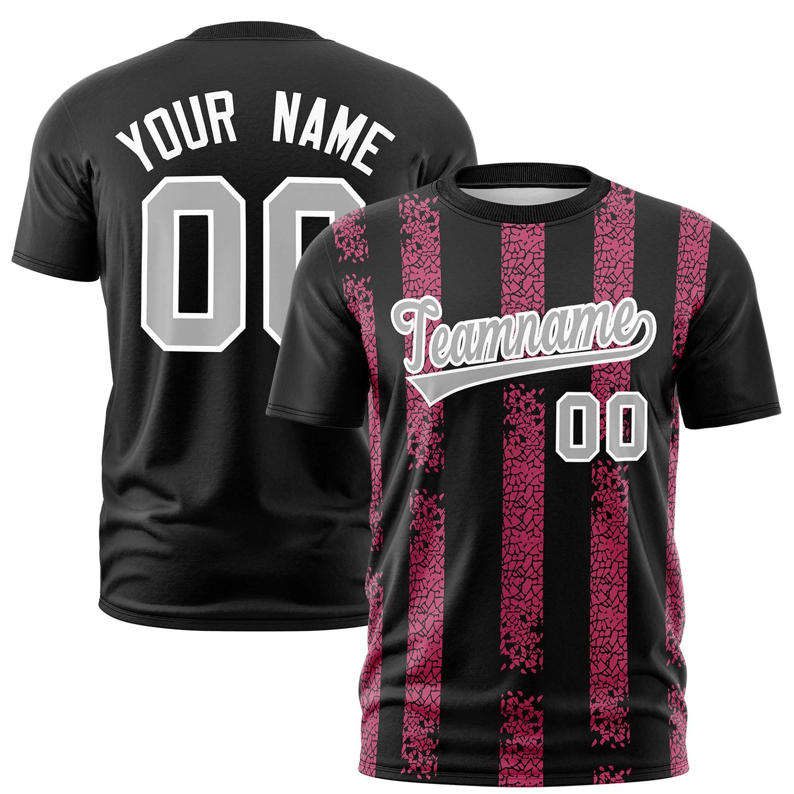 Custom Black Pink Personalized Chunky Striped Pattern Performance T-Shirt