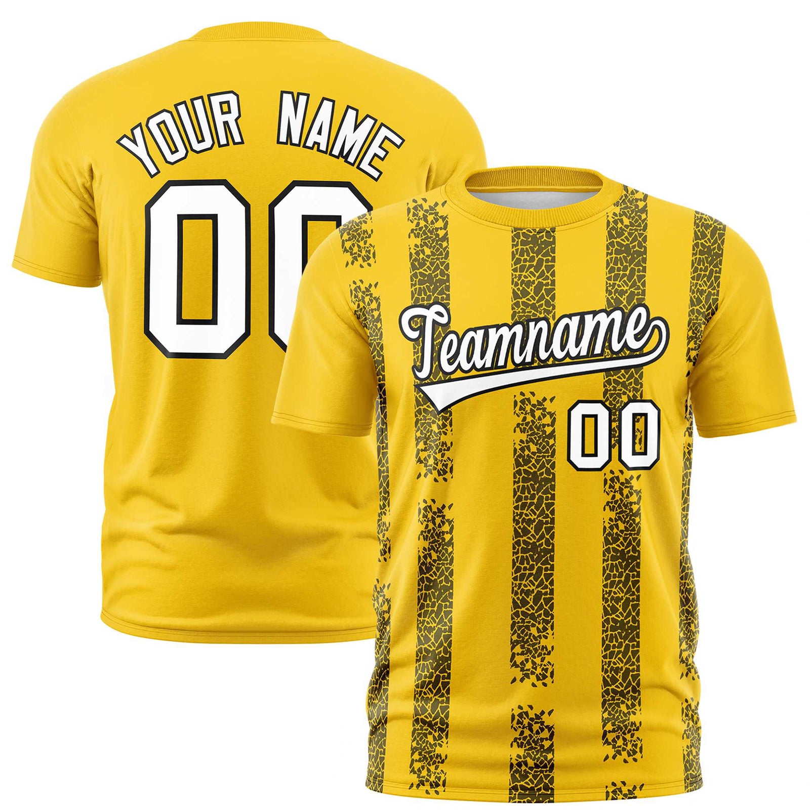 Custom Gold01 Black Personalized Chunky Striped Pattern Performance T-Shirt
