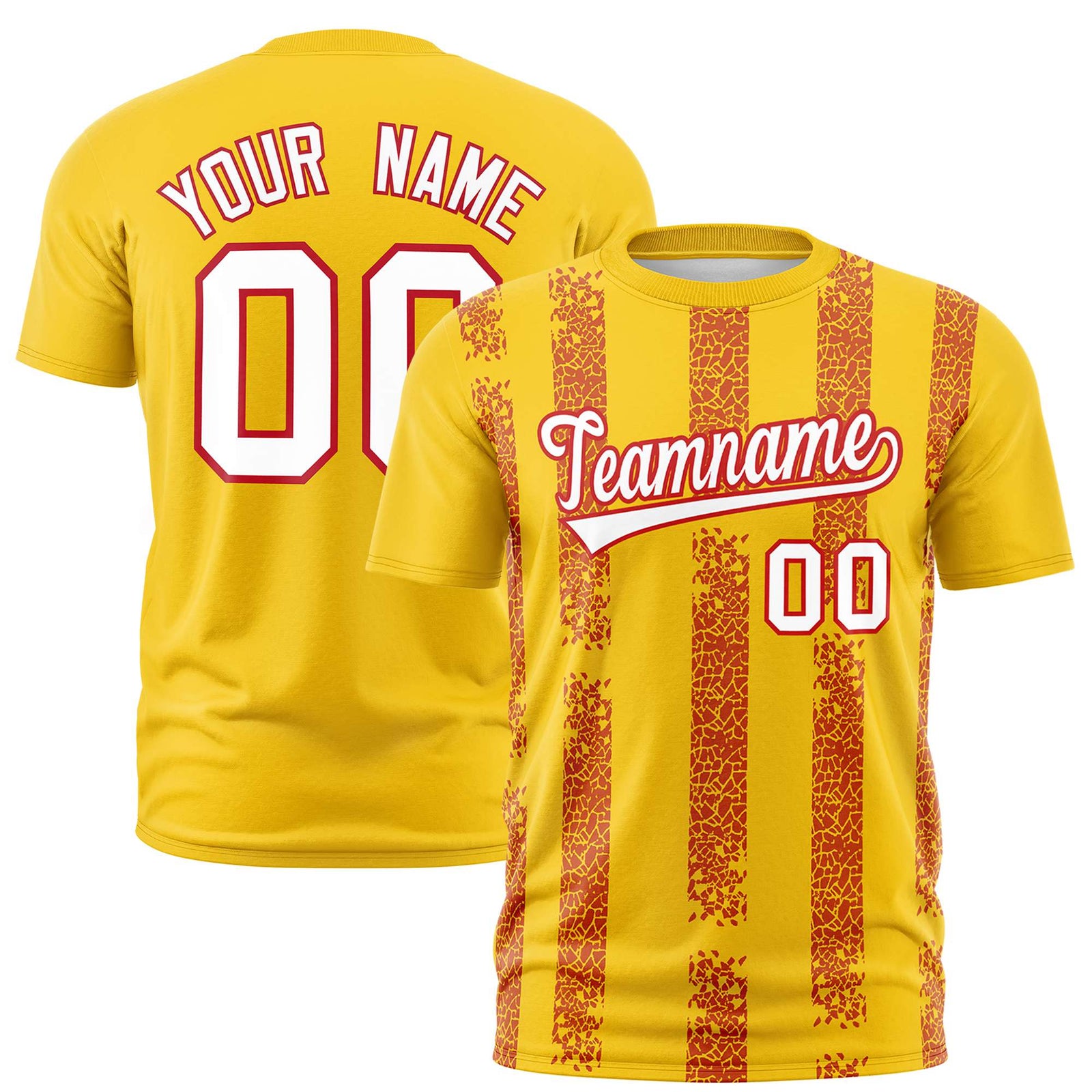 Custom Gold01 Orange Personalized Chunky Striped Pattern Performance T-Shirt