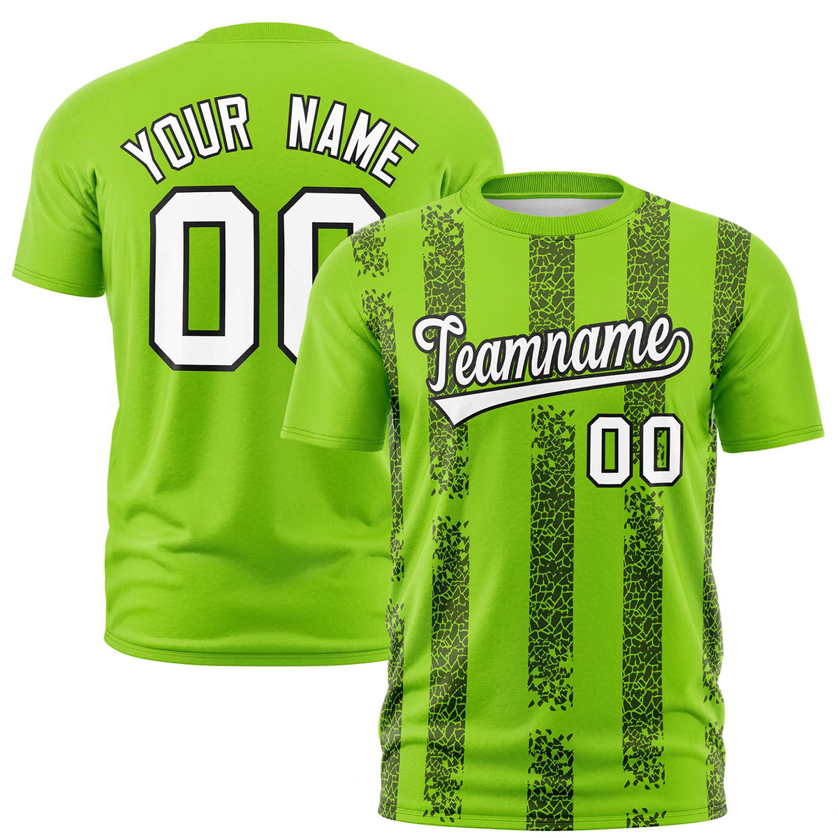 Custom Neon Green Black Personalized Chunky Striped Pattern Performance T-Shirt