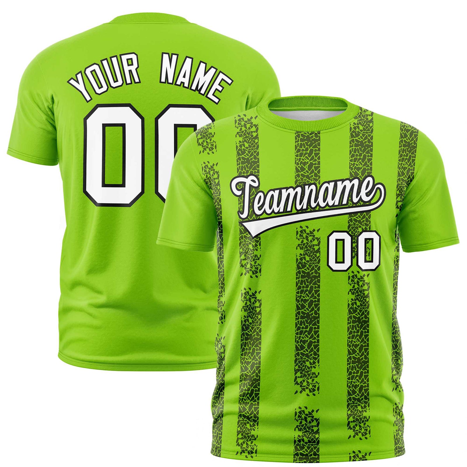 Custom Neon Green Black Personalized Chunky Striped Pattern Performance T-Shirt
