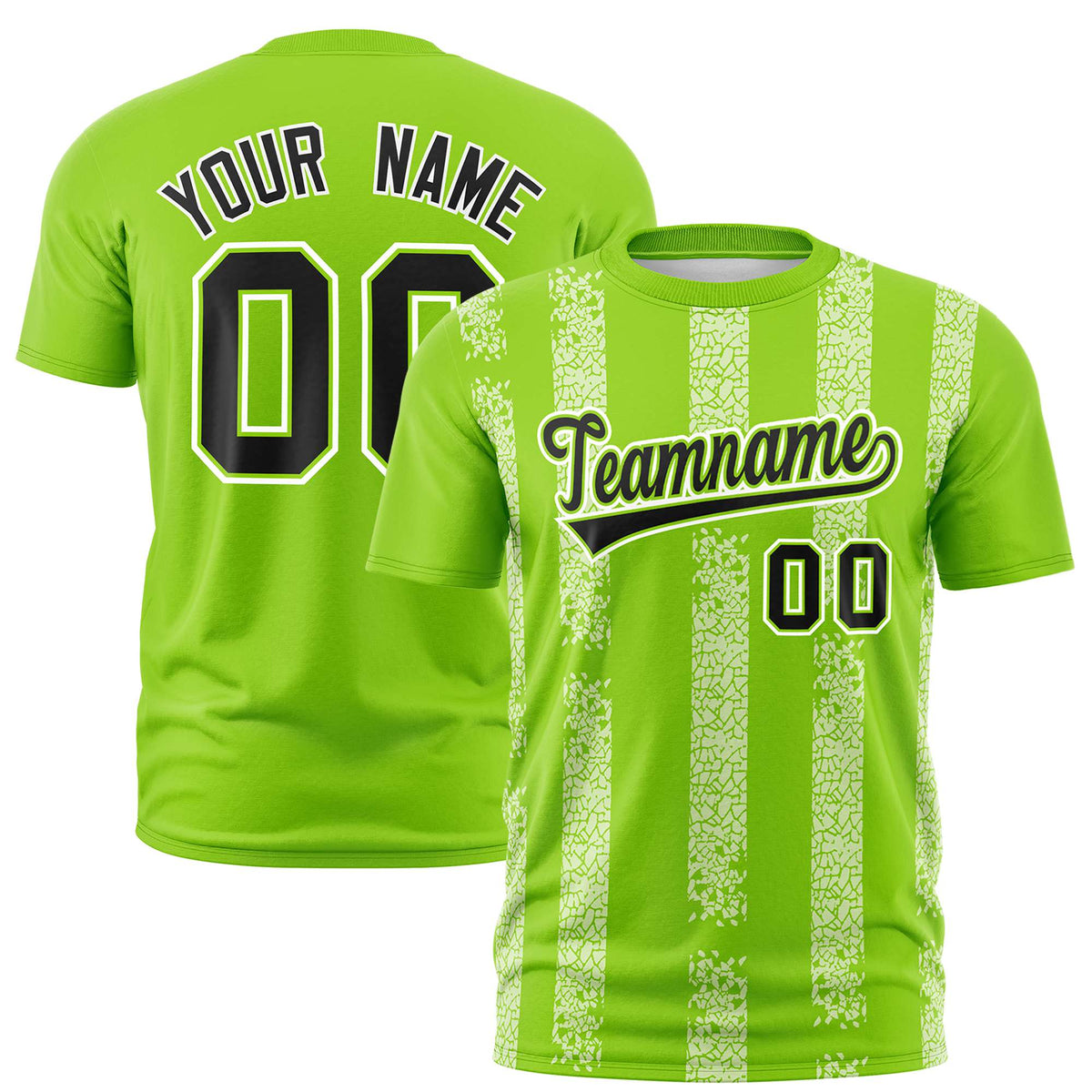 Custom Neon Green White Personalized Chunky Striped Pattern Performance T-Shirt