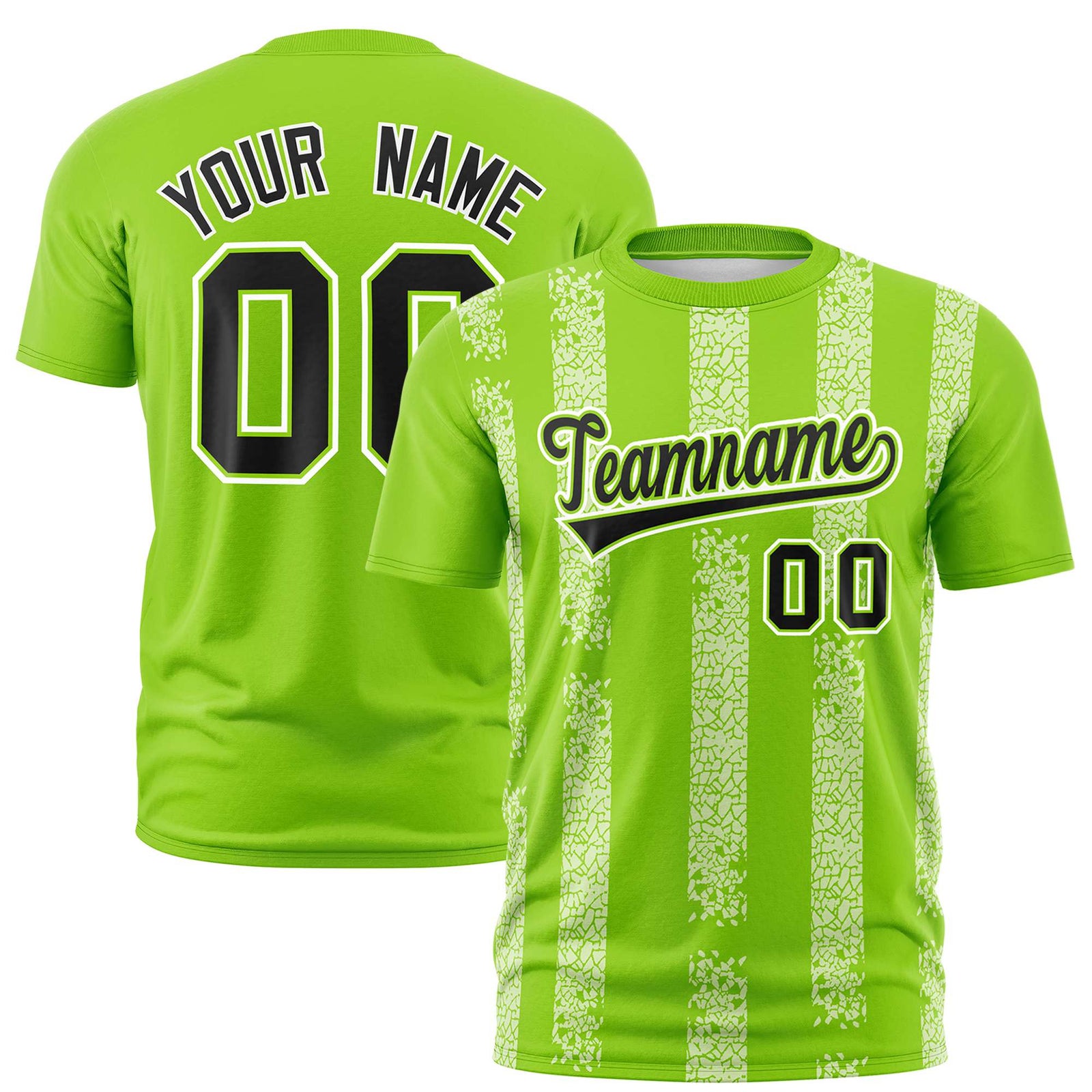Custom Neon Green White Personalized Chunky Striped Pattern Performance T-Shirt