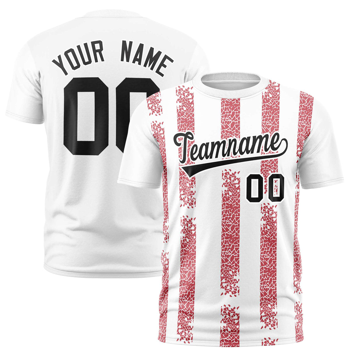 Custom White Red Personalized Chunky Striped Pattern Performance T-Shirt