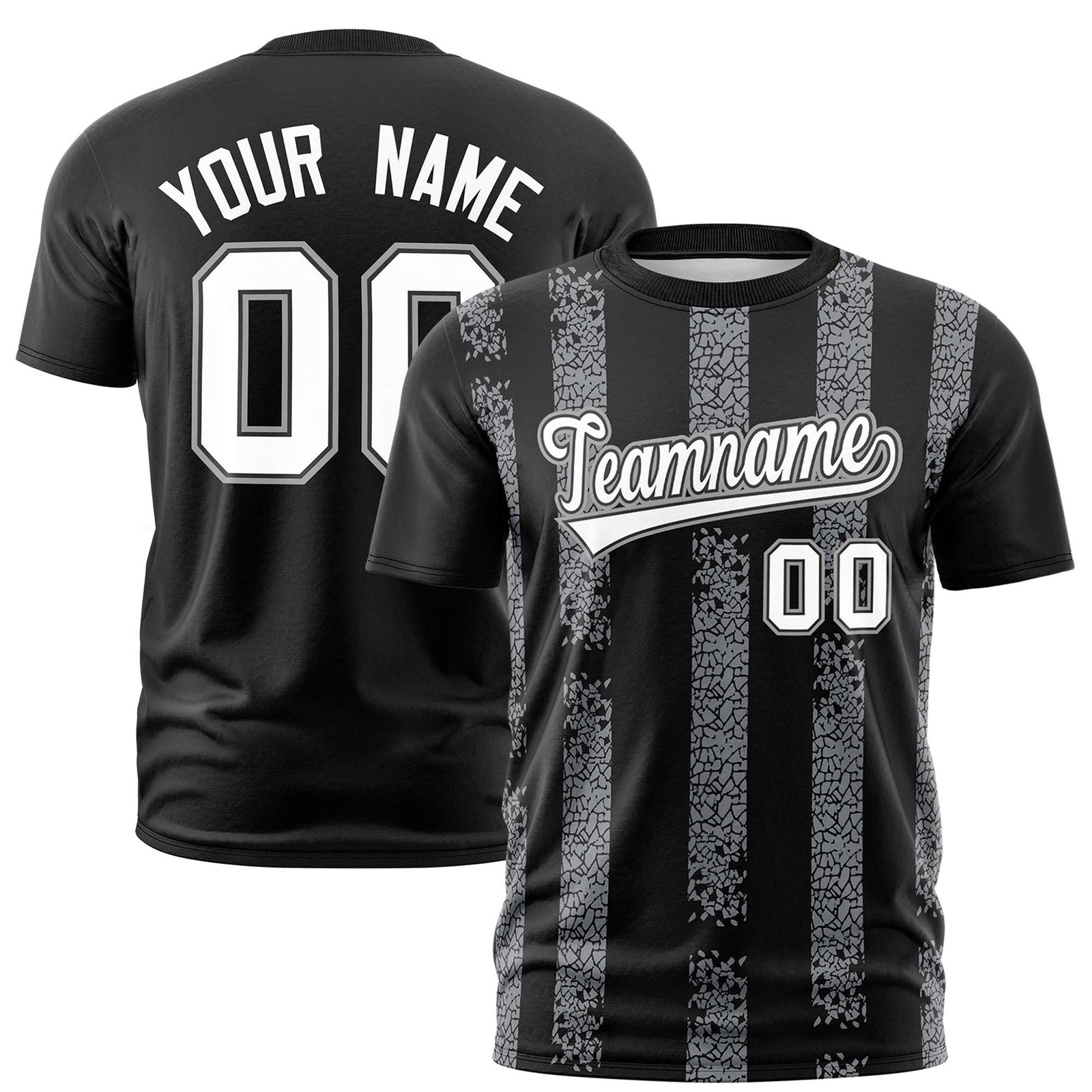 Custom Black Gray Personalized Chunky Striped Pattern Performance T-Shirt