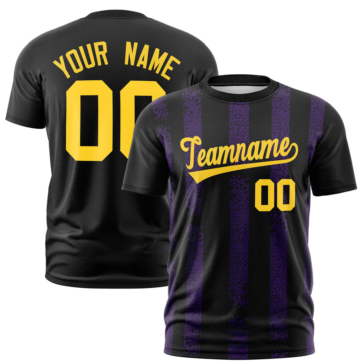 Custom Black Purple Personalized Chunky Striped Pattern Performance T-Shirt