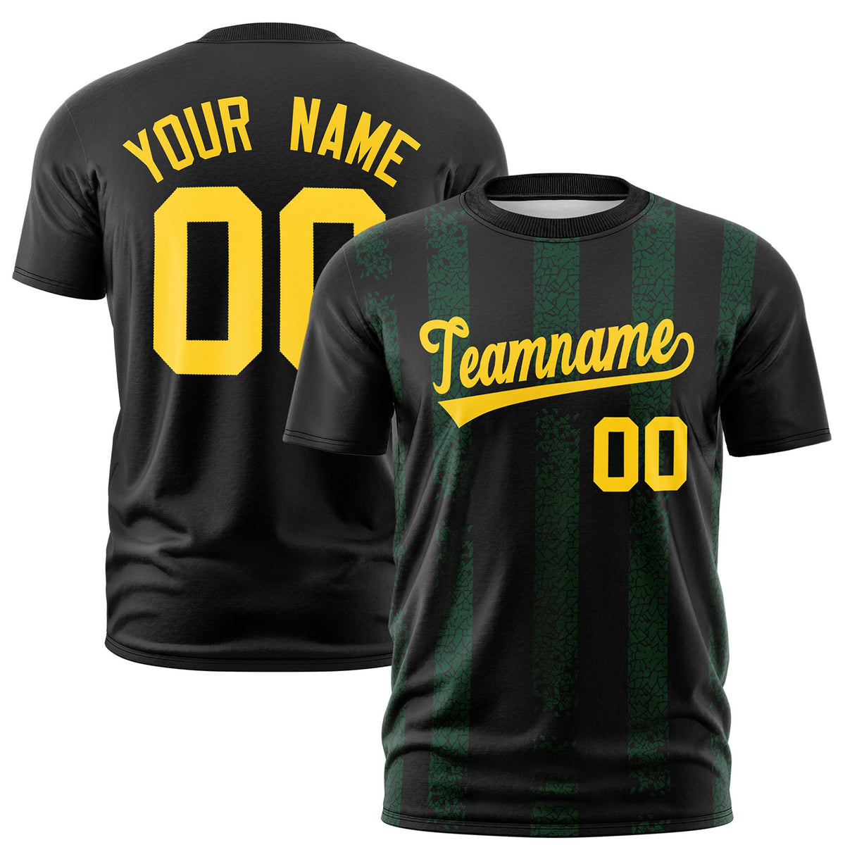 Custom Black Green Personalized Chunky Striped Pattern Performance T-Shirt