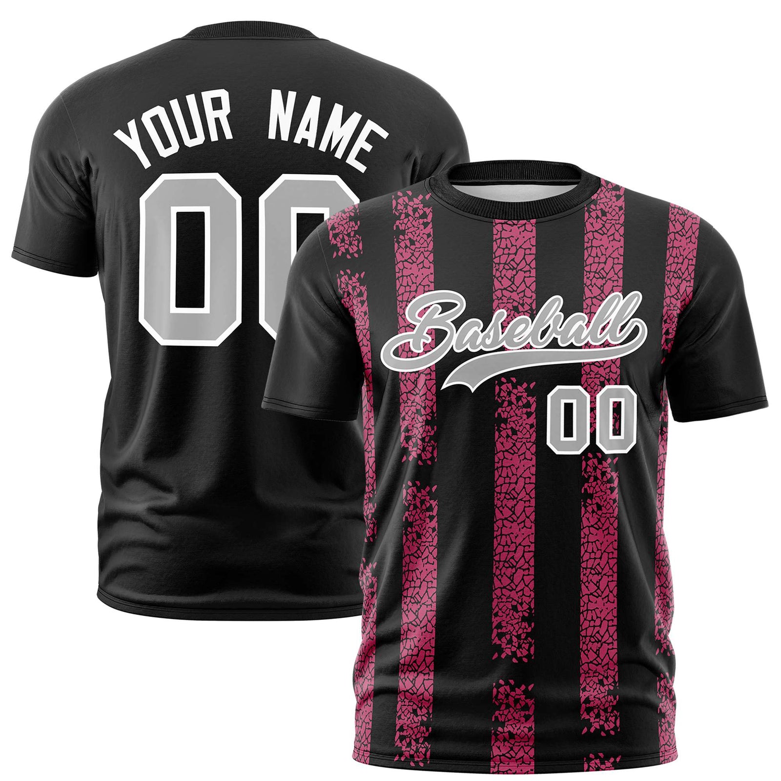 Custom Black Pink Personalized Chunky Striped Pattern Performance T-Shirt