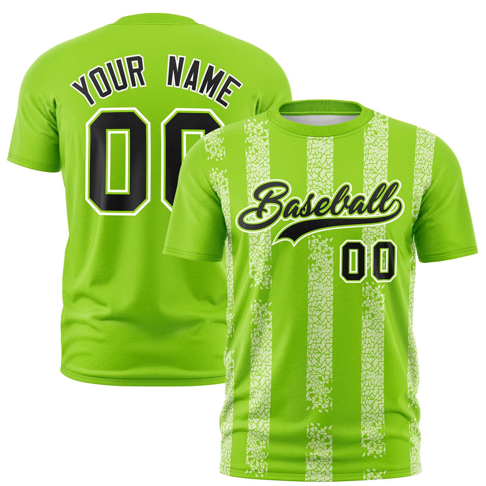 Custom Neon Green White Personalized Chunky Striped Pattern Performance T-Shirt