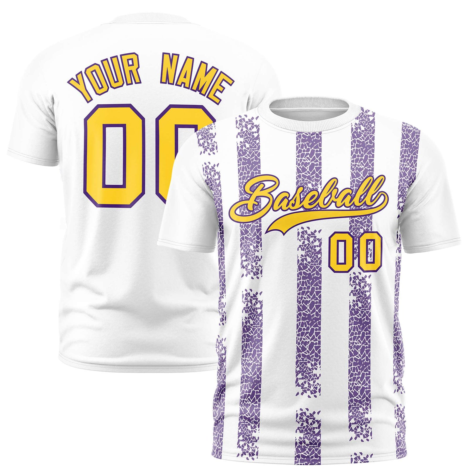 Custom White Purple Personalized Chunky Striped Pattern Performance T-Shirt