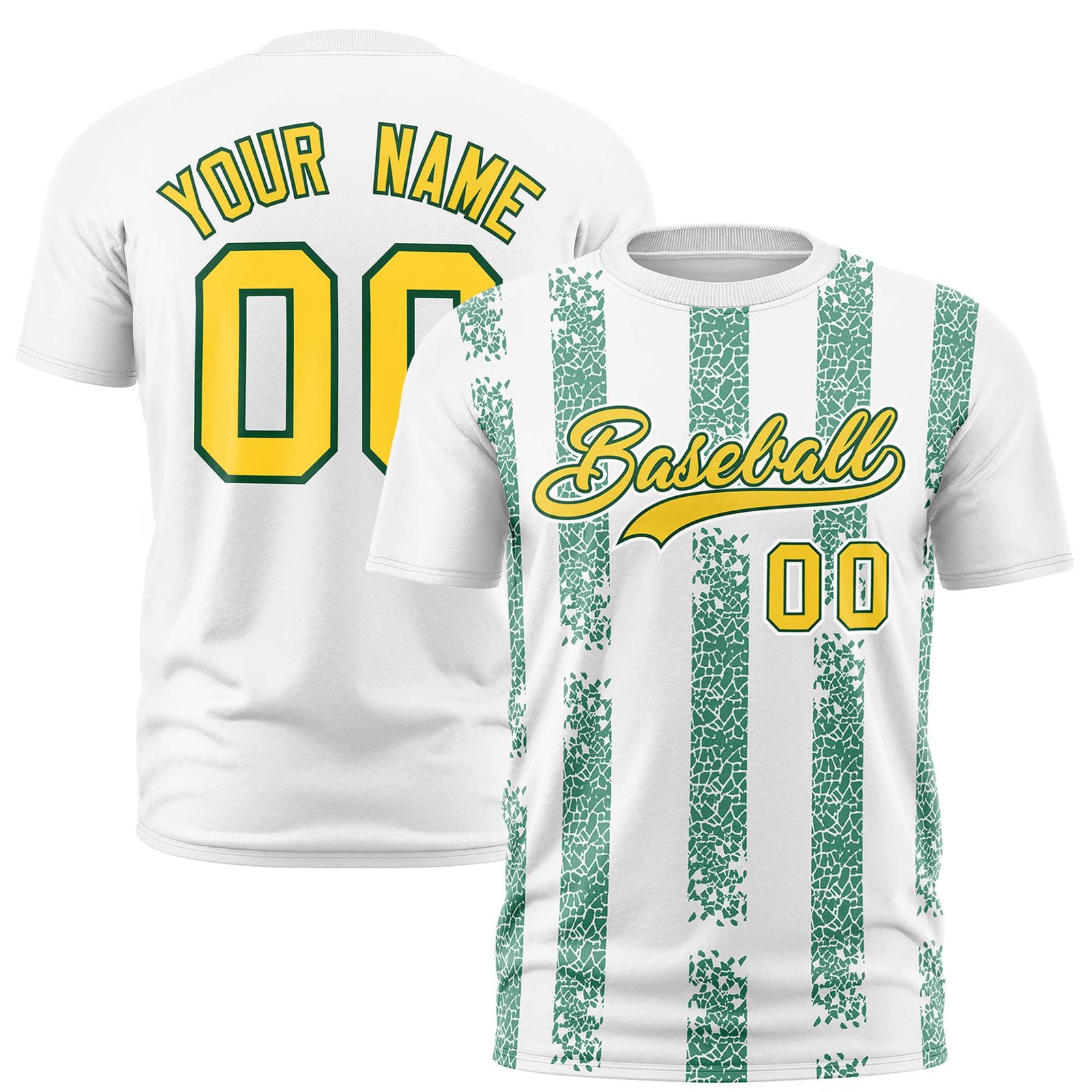Custom White Teal Personalized Chunky Striped Pattern Performance T-Shirt