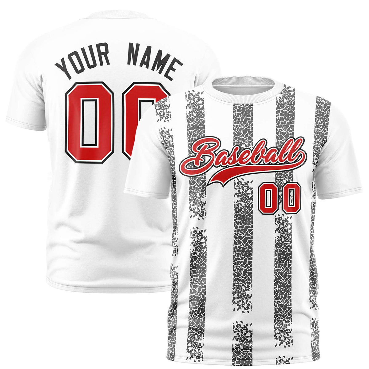 Custom White Black Personalized Chunky Striped Pattern Performance T-Shirt