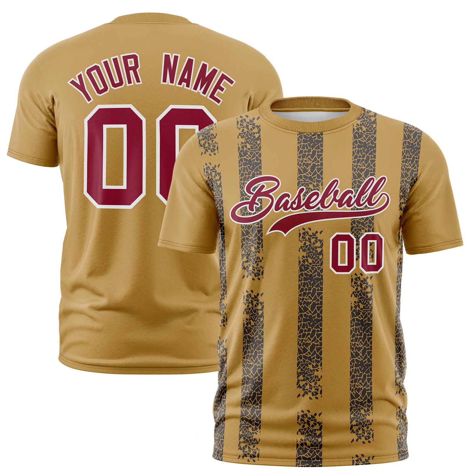 Custom Old Gold Navy Personalized Chunky Striped Pattern Performance T-Shirt