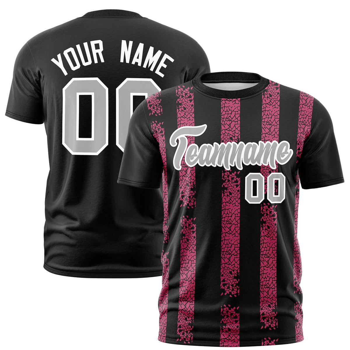 Custom Black Pink Personalized Chunky Striped Pattern Performance T-Shirt