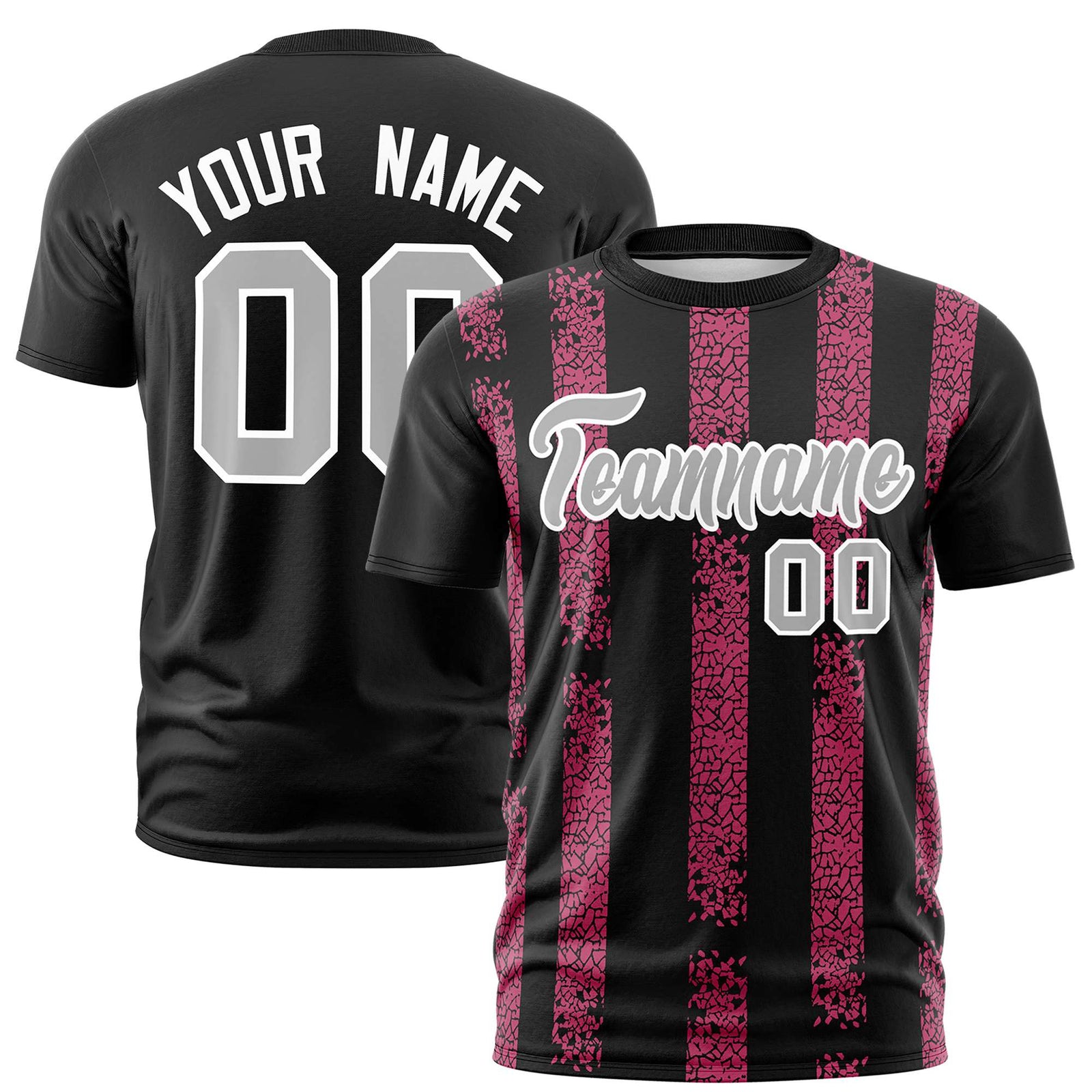 Custom Black Pink Personalized Chunky Striped Pattern Performance T-Shirt