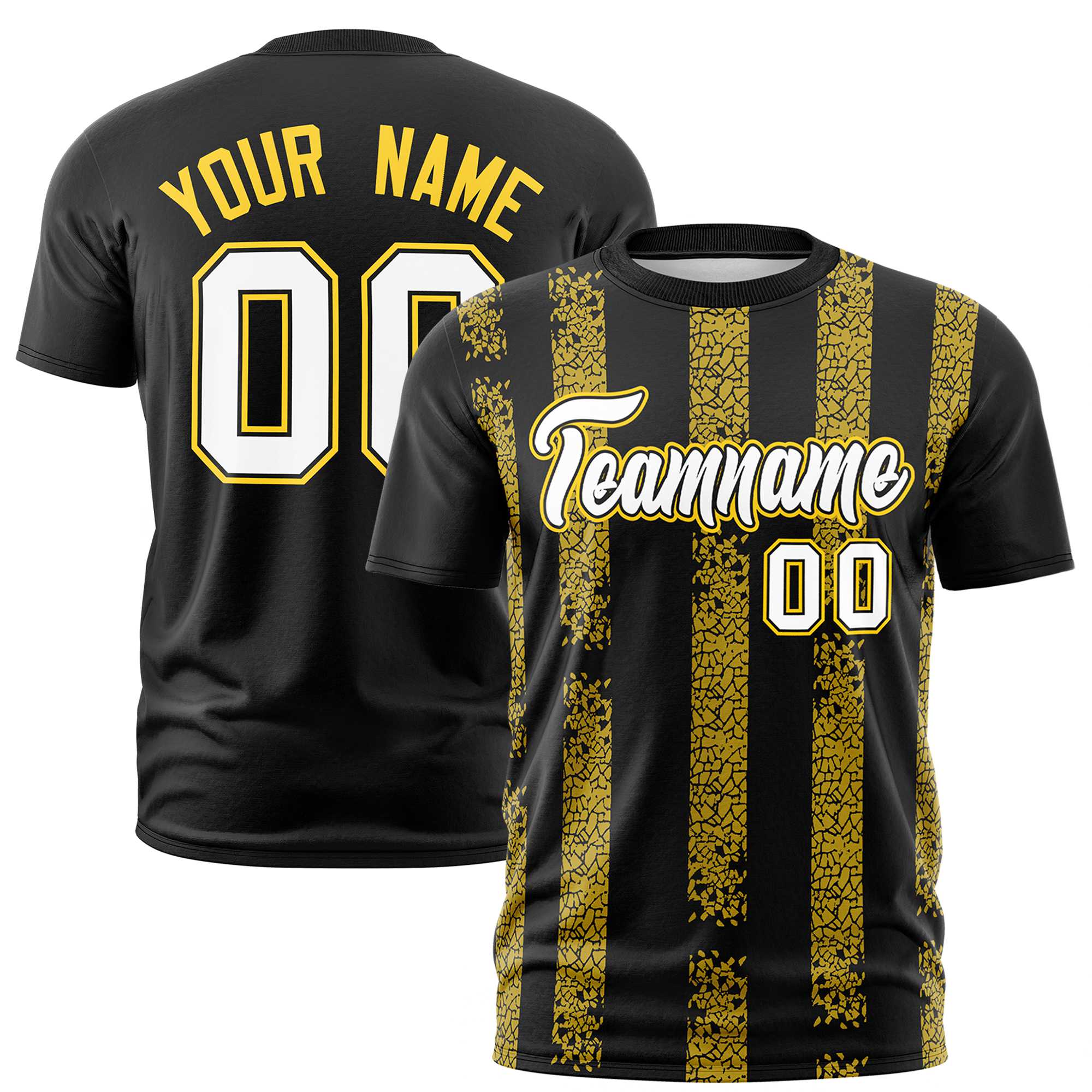 Custom Black Gold01 Personalized Chunky Striped Pattern Performance T-Shirt