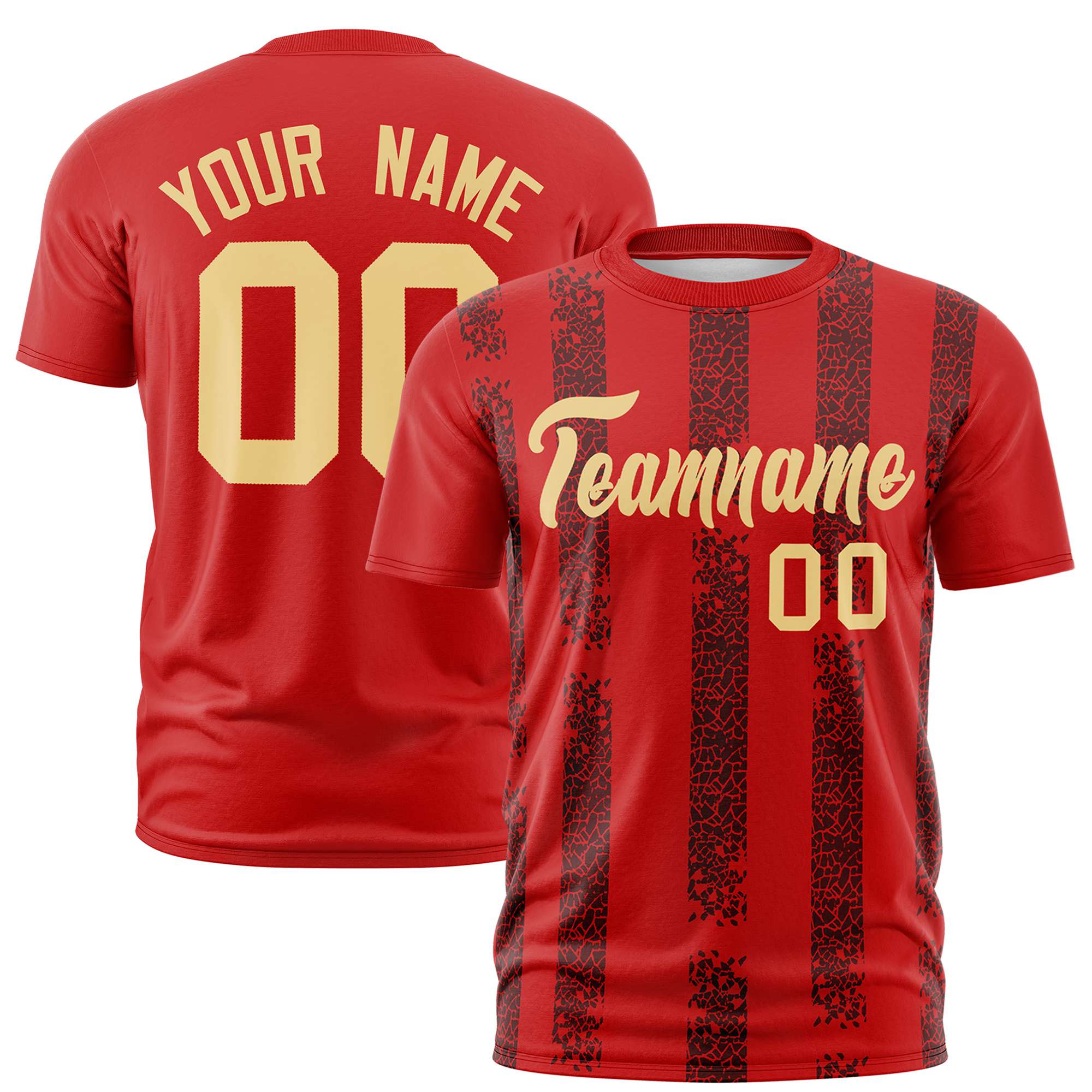 Custom Red Black Personalized Chunky Striped Pattern Performance T-Shirt