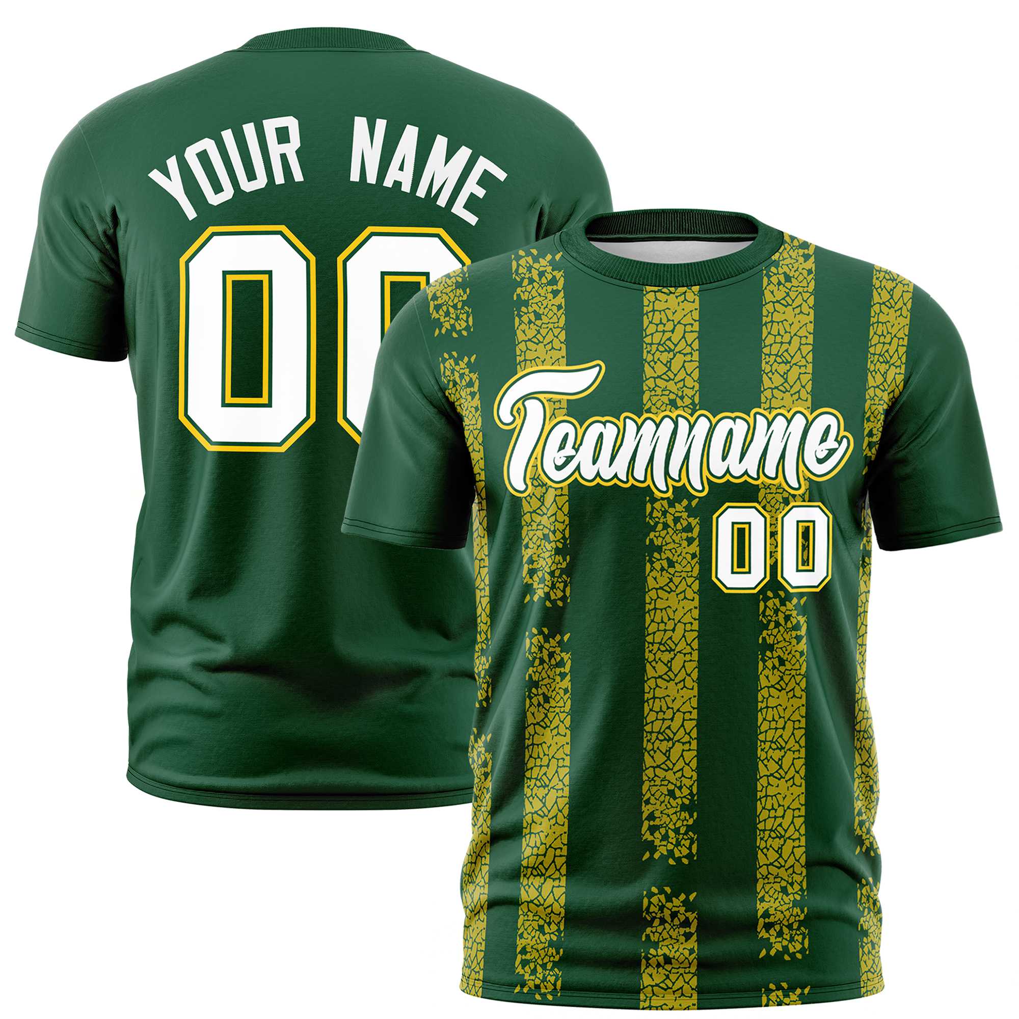 Custom Green-Gold 01 Personalized Chunky Striped Pattern Performance T-Shirt